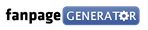 Logo mit Text "fanpage GENERATOR", "GENERATOR" ist in einem blauen Kasten platziert.