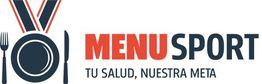 Logotipo de "Menu Sport" con texto "Tu salud, nuestra meta", junto a cubiertos y plato.