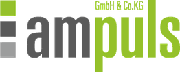 Logo von ampuls GmbH & Co. KG mit grünem und grauem Text.