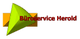 Grünes Dreieck und gelbes Rechteck mit Schriftzug "Büroservice Herold" in Rot.