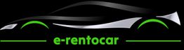 Silhouette eines Autos mit dem Text "e-rentocar" in grüner Schrift auf schwarzem Hintergrund.