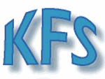 Buchstaben "KFS" in blauer Schrift auf weißem Hintergrund.