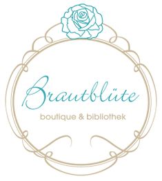 Logo mit Schriftzug "Brautblüte boutique & bibliothek", oben von einer Blume verziert.