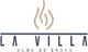 Logotipo de "La Villa, Alma de Brasa" con líneas estilizadas que representan humo.