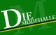 Grüner Hintergrund mit großem "DIE MODEHALLE"-Schriftzug in Weiß.