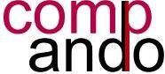 Logo mit dem Wort "compando", wobei das "p" teilweise in schwarz für "ando" integriert ist.