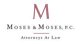 Logo reading "Moses & Moses, P.C., Attorneys at Law" with a large red letter "M" above.
