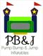 Logo of PB&J Pump Bump & Jump Inflatables with a green castle and red flags.