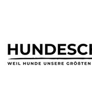 Hundekopf-Logo mit Schriftzug "Hundeschatz" und Slogan "Weil Hunde unsere größten Schätze sind".