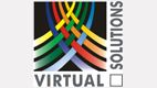 Logo mit bunten Linien und Text "Virtual Solutions" auf schwarzem Hintergrund.