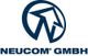 Logo mit stilisiertem Pfeil und Schriftzug "NEUCOM GMBH" in blauer Farbe.