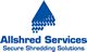 Logo of Allshred Services with a blue pyramid and the text "Secure Shredding Solutions."