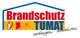 Logo mit "Brandschutz TUMAT", Piktogrammen für Feuerlöscher, Tür und Sprinkler. Schrift: "vorbeugen • abwehren".