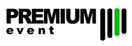 Logo mit Schriftzug "Premium event" und drei schwarzen und einem grünen Streifen rechts.