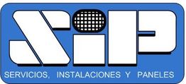 Logo azul con texto blanco "SIP". Debajo: "SERVICIOS, INSTALACIONES Y PANELES".
