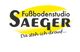 Logo: "Fußbodenstudio Saeger" mit Slogan "Da steh ich drauf..." auf gelbem Hintergrund.
