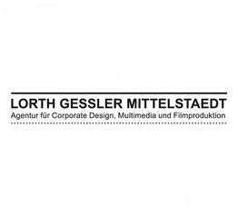 Logo mit dem Text: "Lorth Gessler Mittelstaedt, Agentur für Design, Multimedia und Filmproduktion".