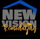 Logo: "New Vision Remodeling" with a blue roof outline and an orange hammer in the text.