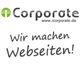 Logo von iCorporate mit dem Text "Wir machen Webseiten!"