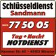 Schlüsseldienst Sandmann, Notdienst Tag + Nacht, Telefon: 0251 775005, Münster.