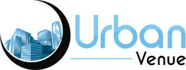 Logo with blue cityscape and text "Urban Venue" in a modern font.
