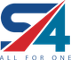 Stylized "S4" logo with "ALL FOR ONE" text below, featuring blue and red colors.