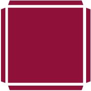 Rotes Quadrat mit weißen Linien an den Ecken und Kanten auf weißem Hintergrund.