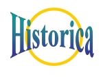 Schriftzug "Historica" in blau mit gelbem Kreis im Hintergrund.