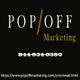 Pop/Off Marketing logo with phone number and website link on a black background.
