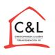 Logo mit rotem Hausumriss, Text: C&L, Christofferson & Luedke, terrassendach24.de.