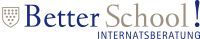 Logo mit Text "Better School! INTERNATSBERATUNG" und einem Wappenschild links.