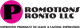 Logo with a bold "P" in a pink circle, text reads "Promotions Pronto LLC" in black.