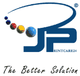 Logo von JP PrintCare24 mit bunten Kugeln und Slogan „The Better Solution“.