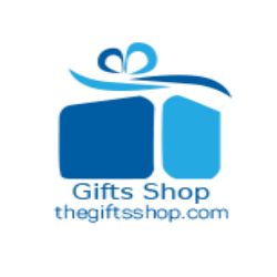 Blue gift logo with text: "Gifts Shop thegiftsshop.com" below it.