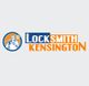 Logo of "Locksmith Kensington" with a figure holding a key.
