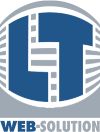 Logo mit blauen Buchstaben "LT" und Text "Web-Solution" darunter.