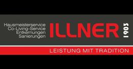 Banner mit Text "ILLNER 1903" und Dienstleistungen: Hausmeisterservice, Co-Living, Sanierungen.