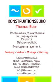 Alt-Text: Visitenkarte des Konstruktionsbüros mit Kontaktdaten und Dienstleistungen.
