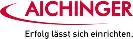 Logo von Aichinger mit dem Slogan „Erfolg lässt sich einrichten.“ und einem roten Schwung.