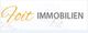 Schriftzug "Foit Immobilien" über einem Hintergrund mit technischen Zeichnungen in Grau und Gold.