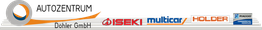 Logos von Autózentrum Döhrer GmbH, Iseki, Multicar, Holder und Piaggio.