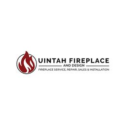 Logo of Uintah Fireplace and Design with a stylized red flame icon.