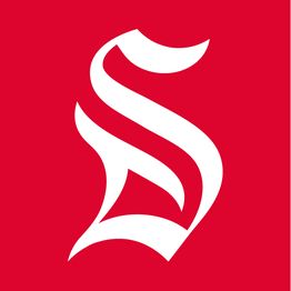 Weißes, stilisiertes "S" auf rotem Hintergrund.