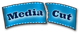 Zerrissenes blaues Band mit der Aufschrift „Media Cut“ in weißem Text.
