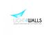 Logo mit Schriftzug "LIGHT 4 WALLS", darunter "spanndecken&lichtwände", blaues geometrisches Symbol.