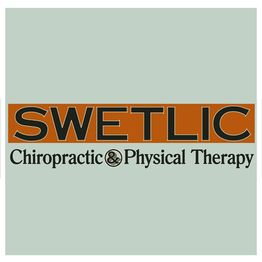 Logo for Swetlic Chiropractic & Physical Therapy with orange and black text on a light green background.