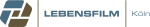 Logo von LEBENSFILM Köln mit abstraktem Symbol links.