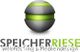 Logo von "Speicherriese" mit grün-grauer Kugel, Text: Webhosting & Mediendesign.
