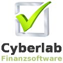Logo der Cyberlab Finanzsoftware mit grünem Haken und grauem Kasten.