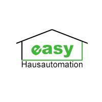 Logo mit Hausumriss, grünem Text "easy" und schwarzem Text "Hausautomation".